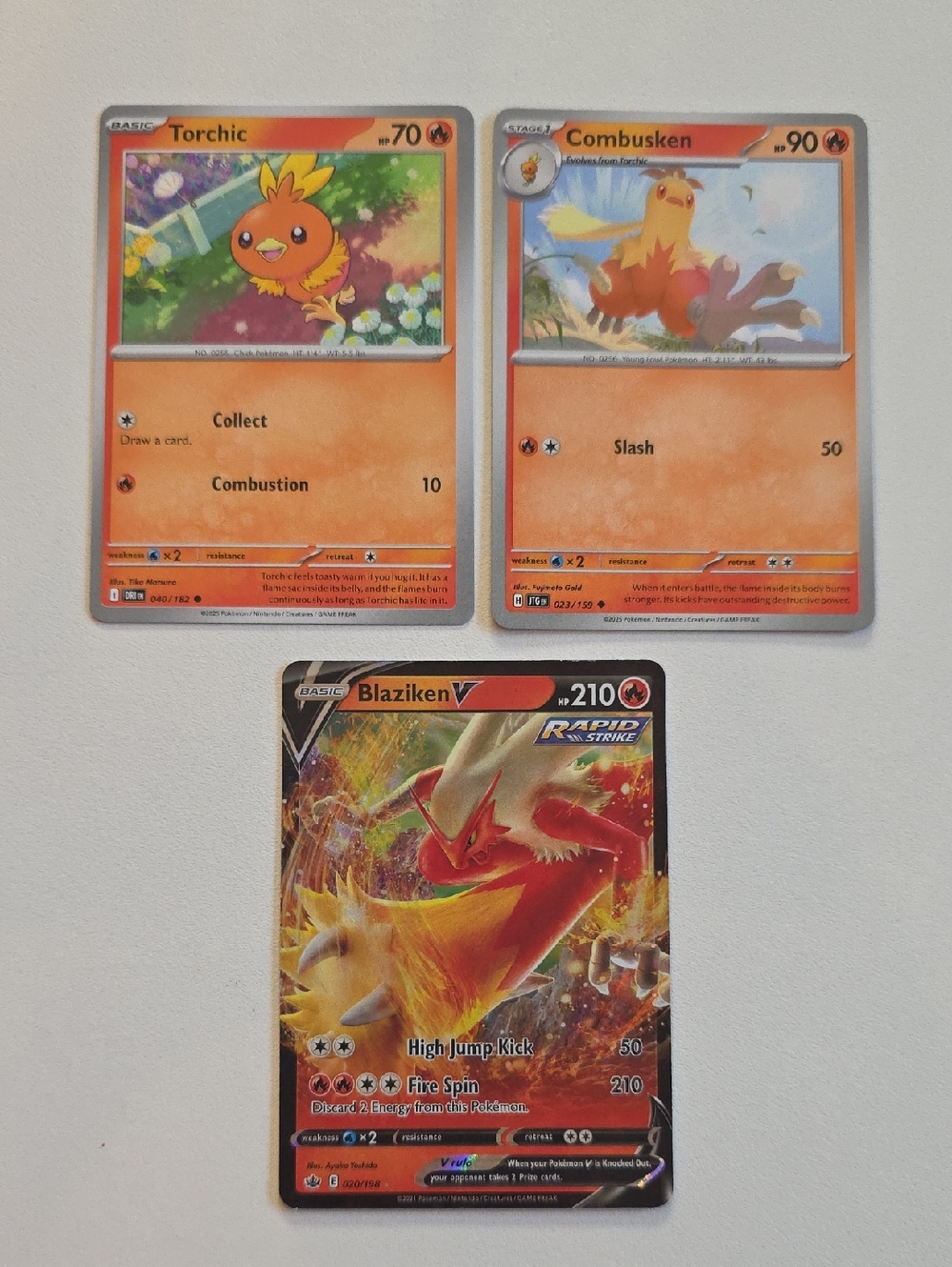 Pokemon Torchic, Combusken, Blaziken V Card
